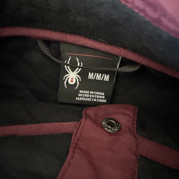 Spyder Quilted Pullover Sweater - Black & Maroon M - Picture 5 of 6